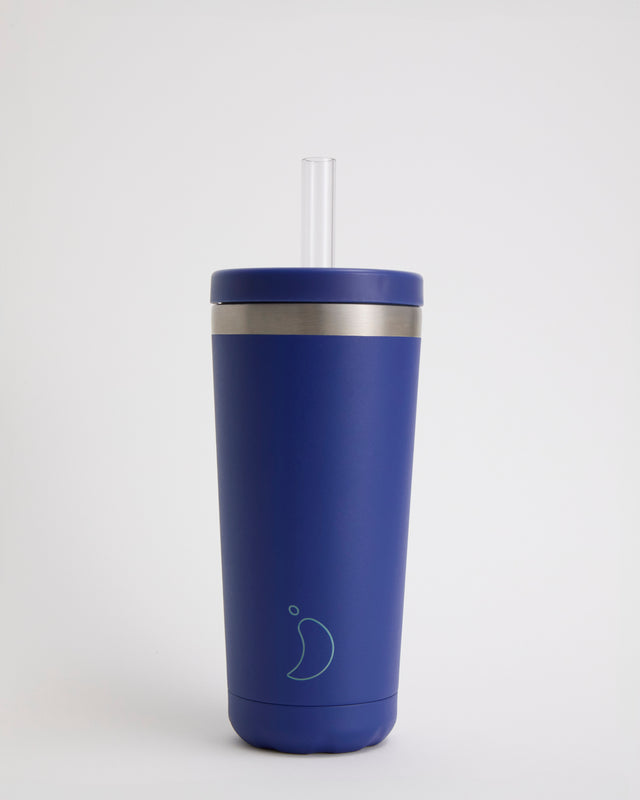 Blue Straw Coffee Cup
