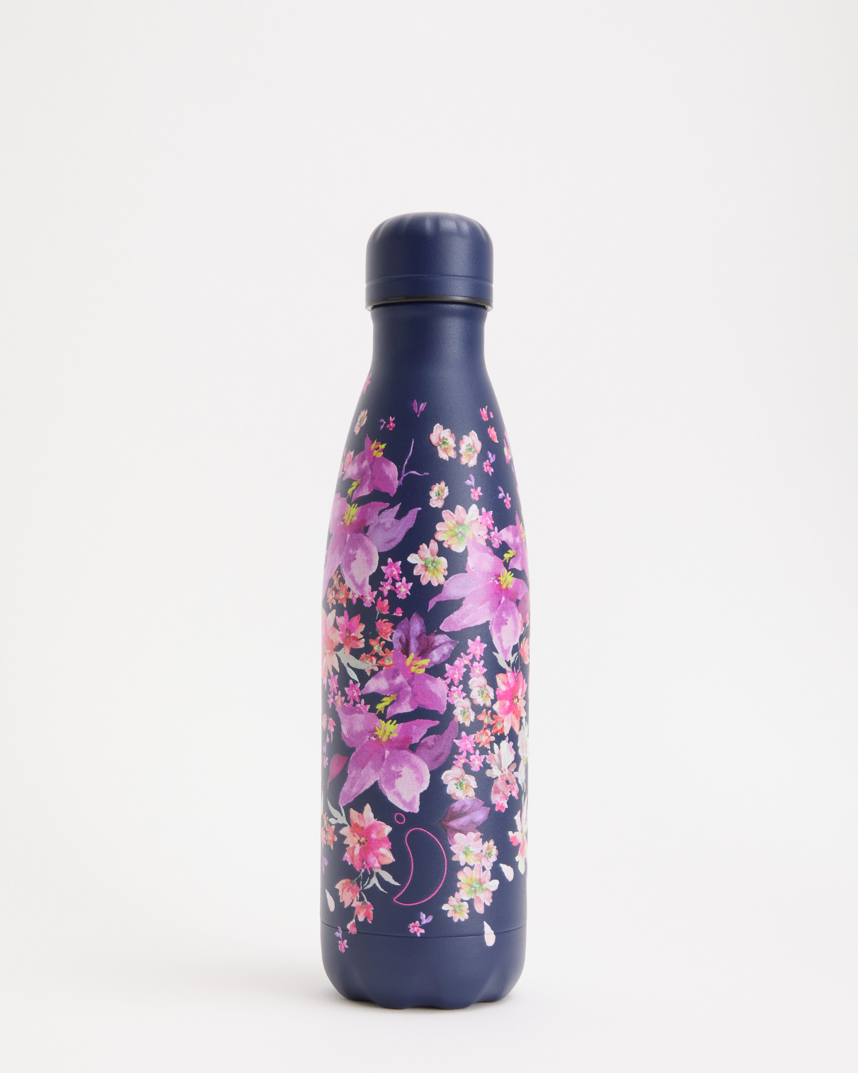 CHILLY'S 花柄ネイビー水筒 Flower Drop Water Bottle | Flower Drop Reusable Water Bottles