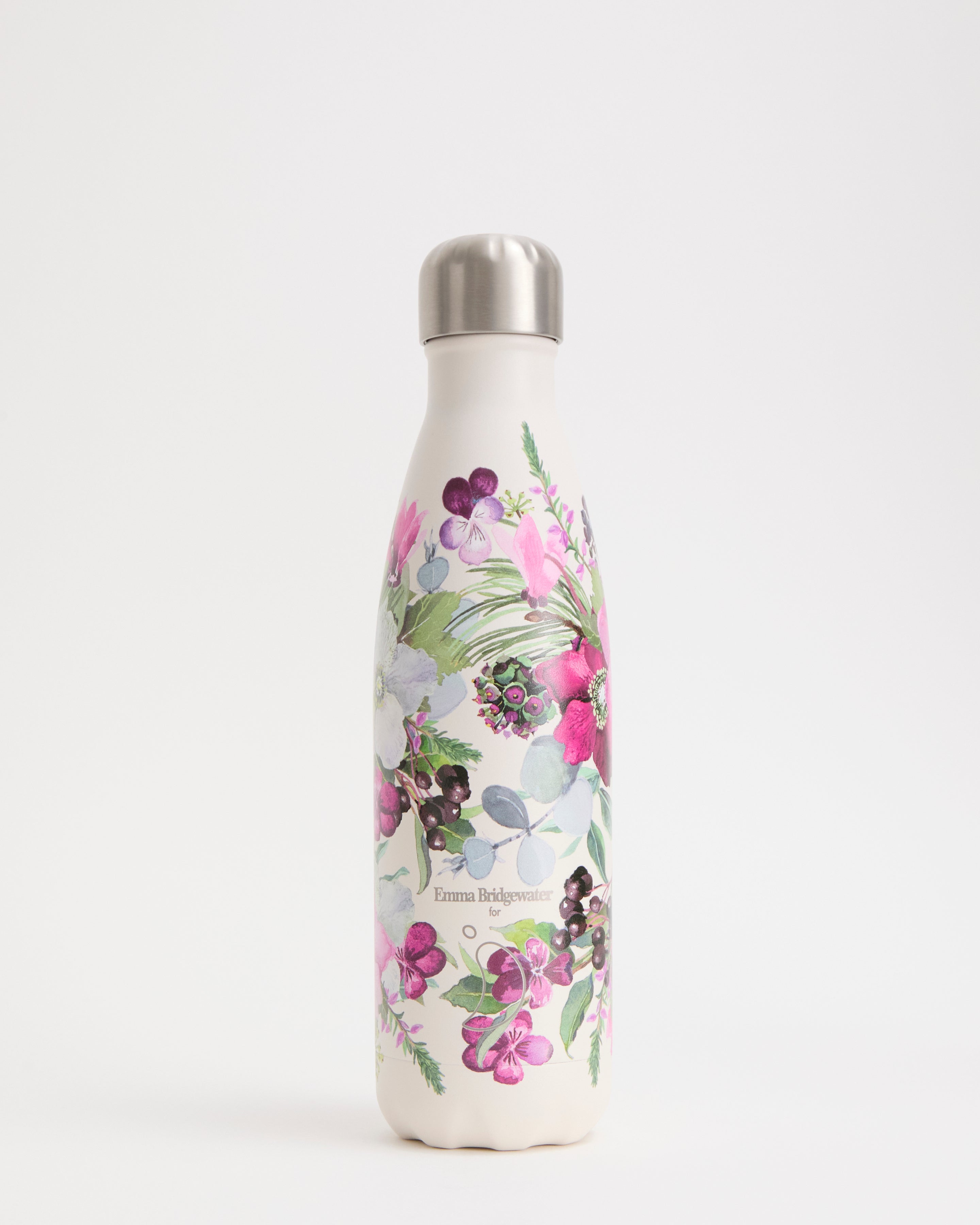 Winter Flowers Water Bottle | Off White Reusable Water Bottles