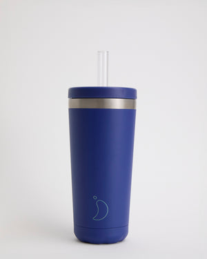 Blue Straw Coffee Cup