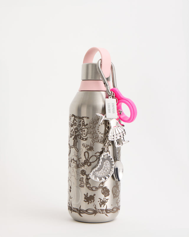 Chilly's x Chopova lowena – Engraved Steel Bottle + Pink Charm