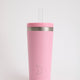 Pink Straw Coffee Cup