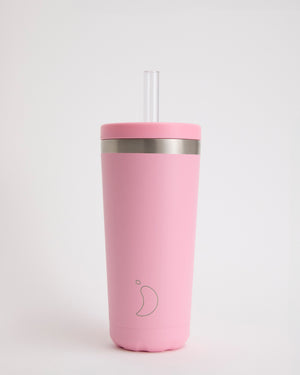 Pink Straw Coffee Cup
