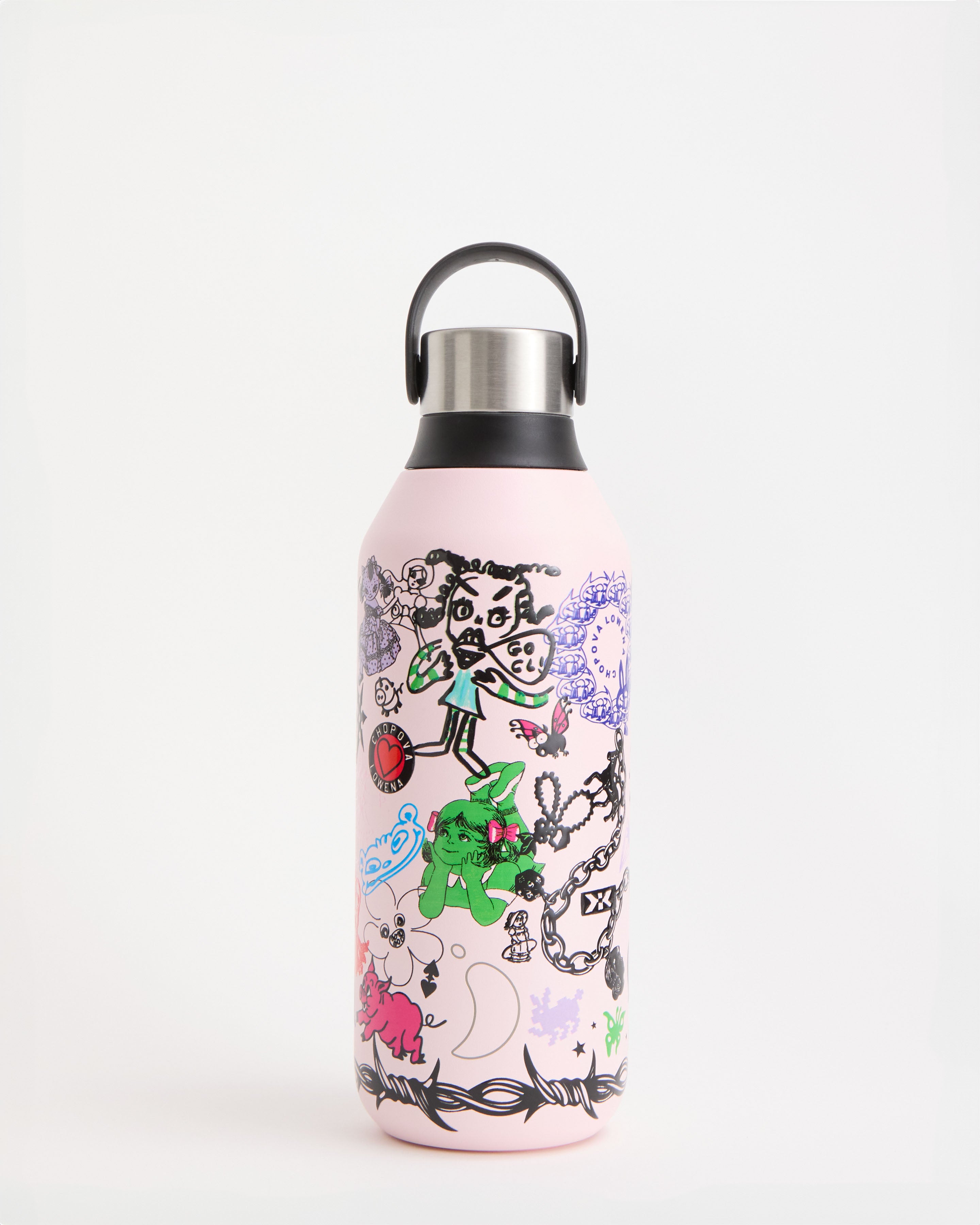 CHILLY'S 花柄ネイビー水筒 S2 Pattern Bottles | Chilly's